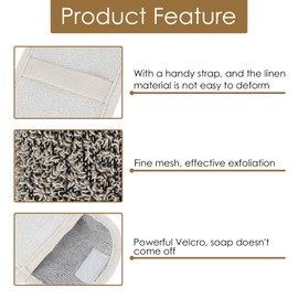 Linkidea 3 Pack Soap Saver Pouch, Flax Exfoliating Soap Bag Body Scrubber Exfoliator Sponge Holder Hanging Rope Bags for Bath or Shower