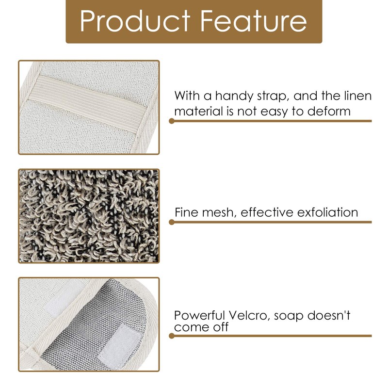 Linkidea 3 Pack Soap Saver Pouch, Flax Exfoliating Soap Bag