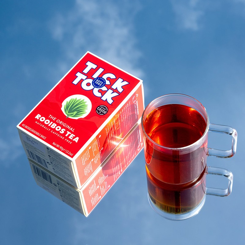 TICK TOCK TEAS Organic Rooibos Tea Bags - Naturally Caffeine