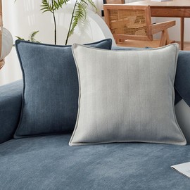 Sofa Cover Herringbone Chenille 1/2/3/4 Seater Furniture Protector Couch Cover Universal Non-Slip L Shape Couch Cover Quilted Corner Slipcovers for Living Room (Grey Blue, 45x45cm