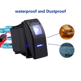 Garfour 12V5A Waterproof Blue LED Rocker Switch 5pin with Pattern Sticker for Motorcycle, Boat, Off-Road Vehicle, Modified Car (One Year Warranty)