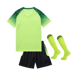 Hiheart Boys Soccer Set Football Team T-shirt and Shorts with Socks Green 9-10