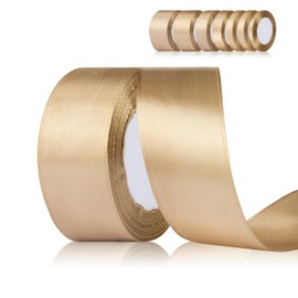 Fyshird Satin Ribbon Gold 40 mm x 22 m Gift Ribbon Wide Ribbon Wedding Polyester Ribbons for Crafts Decorative Ribbon for Birthday DIY Balloons Gift Packaging Christmas