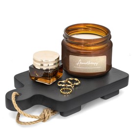 EOSAHR Modern Wooden Riser for Display Decorations: Decorative Pedestal Stand for Soap Dispenser Tray and Sponge Holder - Farmhouse Kitchen and Bathroom Counter Organizer for Home Decor (Black)