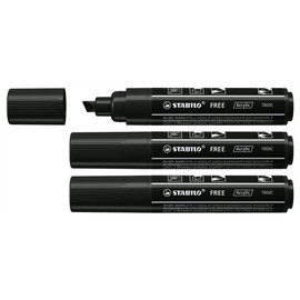 STABILO FREE Acrylic Marker T800C - Black (Pack of 3)
