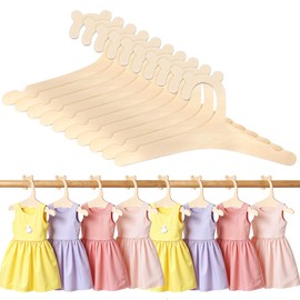 Nogeqi Pack of 10 Baby Hangers Made of Beech, White Children's Hangers, Wooden Children's Clothes Hangers, Baby Clothes Hangers, Children's Hangers with Non-Slip Grooves for Baby Clothes, Gentle (22.7