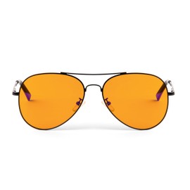 NOBLUE - Blue Light Filter Glasses Men & Women - Blue Light Glasses for Evening - Orange Computer Glasses with Blue Filter, 100% Blue Light Protection for Gaming, Computer Work, black