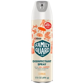FamilyGuard Disinfectant Spray Aerosol, Antibacterial & Sanitizing Spray, Use on 100+ surfaces including where kids & pets play, Citrus Scent, 17.5 oz (Pack of 1)