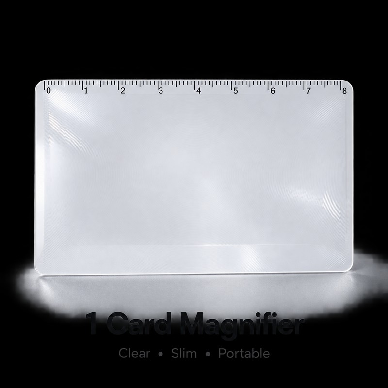 3X Credit Card Magnifier with Ruler, Ultra-Thin PVC Wallet Pocket