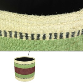 WOODLERY Circular Jute & Tafta Storage Basket 12x12 Durable & Stylish for Nursery Home Organizing (White, Green & Red_12x12)