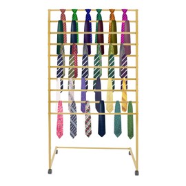 10 Tiers Rolling Display Tie & Scarf Rack Towel Belt Pants Hangers Hijab Stand Ribbon Organizer, Floor Standing Tie Scarves Necktie Holder Hanging Rack for Home Commercial Clothing Retail Store
