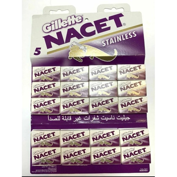 NACET 100 Gilette NACET Stainless Double Edge Razor Shaving Blades