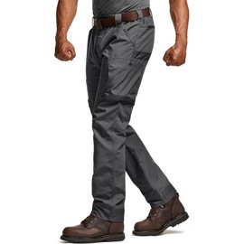 CQR Men's Quick Dry Work Pants, Water Resistant Outdoor Tactical Pants, Lightweight Stretch Cargo Hiking Pants, Frontline Charcoal, 34W x 32L