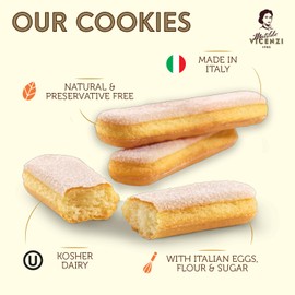 Matilde Vicenzi Vicenzovo Ladyfingers 14.10oz - Classic Italian Biscuits, Ladyfingers Cookies for Tiramisu, Kosher Dairy Cookies, Italian Bakery Dessert Gifts For Special Occasions 7.05 oz (200g), 2Pk