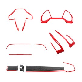 YINGTUU for Honda 10th Civic 2016-2021 Full Set of Car Interiors Cover Instrument Panel Decorative Center Console Moulding Trim Air Outlet Automotive Steering Wheel Accessories 15Pcs Red