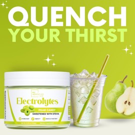 Zero Sugar - Pear Candy Electrolytes Powder - Extremely Refreshing Hydration - Caffeine Free Energy with All Natural Ingredients - Vegan, Keto, Paleo - Sugar Free Electrolytes Drink Mix - 30 Servings