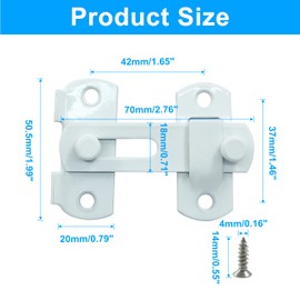 Dijedev 2 Packs Flip Latch Lock, 2.76"*1.99" Barn Door Latches, White Sliding Barn Door Lock Hardware Gate Latches, Bi-fold Door Lock, Stainless Steel Door Latches for Barn, Cabinet, Window, Closet