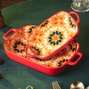 ONCCI Ceramic Baking Dish Set, 2-Piece Hand-painted Porcelain Rectangular Bakware