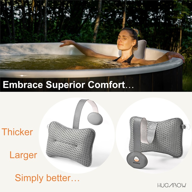HUGABOW Large Pillow for Hot Tub (Grey), Spa, and Chaise