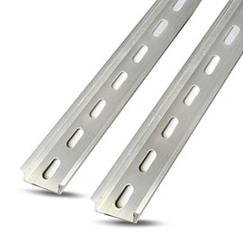 2 Piece DIN Rail Slotted for Hardware Components Mounting, Aluminum Din Rails with RoHS - 13 Inches Long, 35mm Width, 7.5mm Height