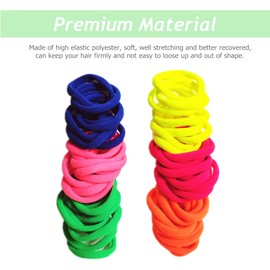 Morices 50 Pcs Women Hair Ties,Multicolor No Metal Elastic Ponytail Holder Ring Elastic No Damage Seamless Stretch Hair Band Hair Accessories for Thick Thick Curly Hair (Fluorescent)