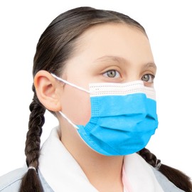 LYTIO 4 Ply Face Mask ASTM Level 3 Disposable Unisex Breathable Soft and Skin-Friendly Made in the USA (50 Pieces, Kids, Azure Blue)