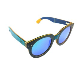LPG Apparel Co. Blue Lagoon Mirrored Polarized Skate Reclaimed Wood Unisex Sunglasses 53/22-140 (Teal)