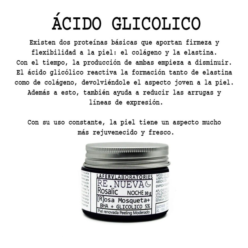 Crema Rosa Mosqueta Glicolico 5% Bha Noche Peeling Suave