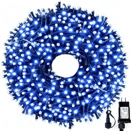 MZD8391 105FT 300 LEDs Blue White Christmas Lights Outdoor Indoor, Waterproof Christmas Tree Lights, 8 Lighting Modes with Memory and Timer