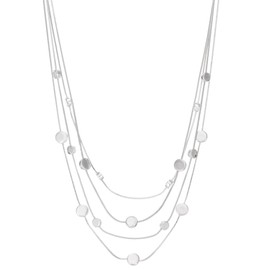 Napier 16'' Silver Multi-row Snake Chain Necklace with Flat Station Bead Design