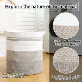 Nonazippy laundry baskets,blanket baskets, woven basket,80L Cute Decorative storage basket for Clothes, Toys, Bedroom, Laundry Room-Use Cloth Hamper for Nursery (Triple Black, 18”x20)