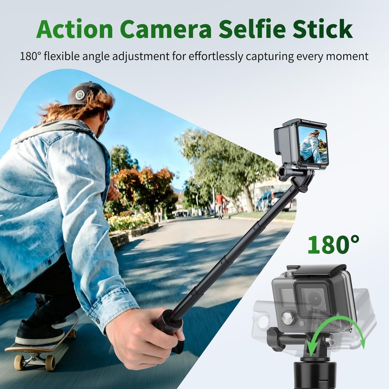 JOILCAN 25.2" Selfie Stick Tripod, Action Camera Vlog Tripod, Portable