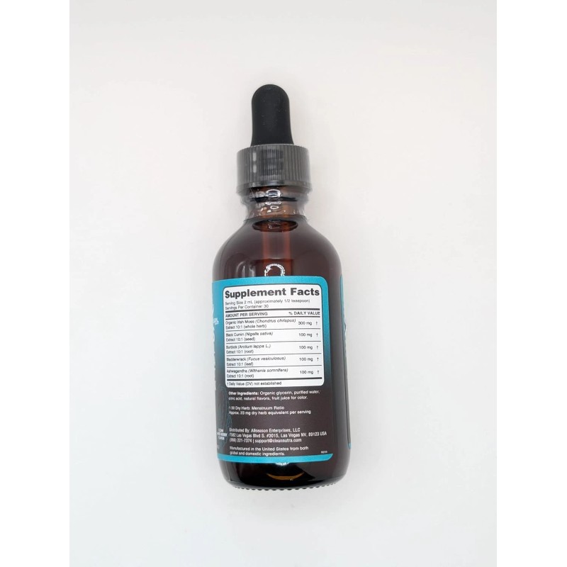 Clean Nutra Organic Sea Moss Drops with Black Seed, Ashwagandha