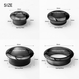 20Pcs Desk Cable Grommets 25mm Wire Hole Cover Round Plastic Grommet Cable Hole Cover for Home Office Table Wire Organizers (Black)