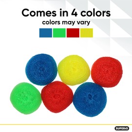 Nylon Scouring Pads-Dish Scrubbers, for Dishes, Pots, and Stoves, Durable Mesh Scourers, for Tough Cleaning. Nylon Dish Scrubbers, Assorted Colors (Superio) (6 Pack)