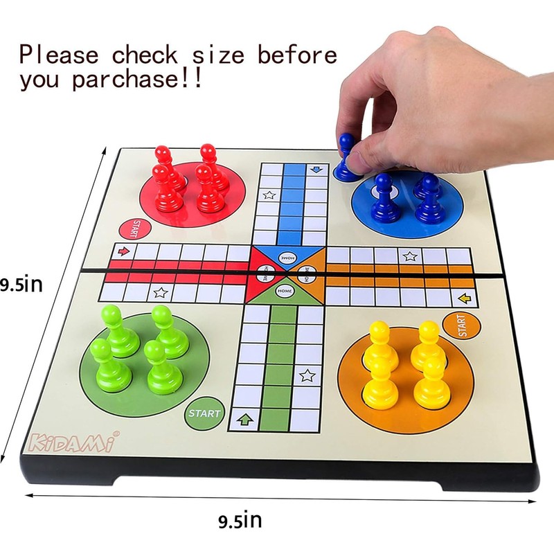 KIDAMI Ludo Magnetic Board Game Set, Folding and Light-Weight for