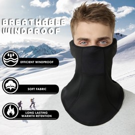 Balakaka Winter Neck Warmer Men Women Warm Fleece Lining Winter Loop Scarf with Reflective Strips, Windproof Ski Neck Warmer for Motorcycle Running Cycling Black, black