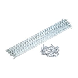 ACROPIX 24pcs 13G J Bend Bicycle Galvanized Spokes 214mm 8.43" Cycle Spokes with Brass Nipples Steel Spokes for Mountain Bike MTB Car Parts