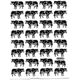 Cow Cows Animals Multi-Coloured Stickers 32-Piece Set, 1 Sheet, 135 mm x 100 mm Sticker Crafts Children Party Metallic Look