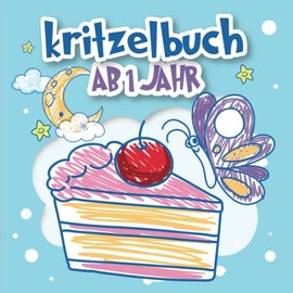 Kritzelbuch ab 1 Jahr - 50 Malvorlagen für Kleinkinder: Male niedliche Tiere, Insekten, Meeresbewohner, Vögel, Pflanzen, Fahrzeuge, Spielzeug und mehr aus