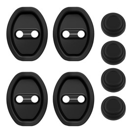8PCS Car Door Strike Protector Kit with Door Shock Absorber,Upgraded Silicone Doors Latch Protective Cover with Full Adhesive Backing,Universal Car Doors Lock Cover
