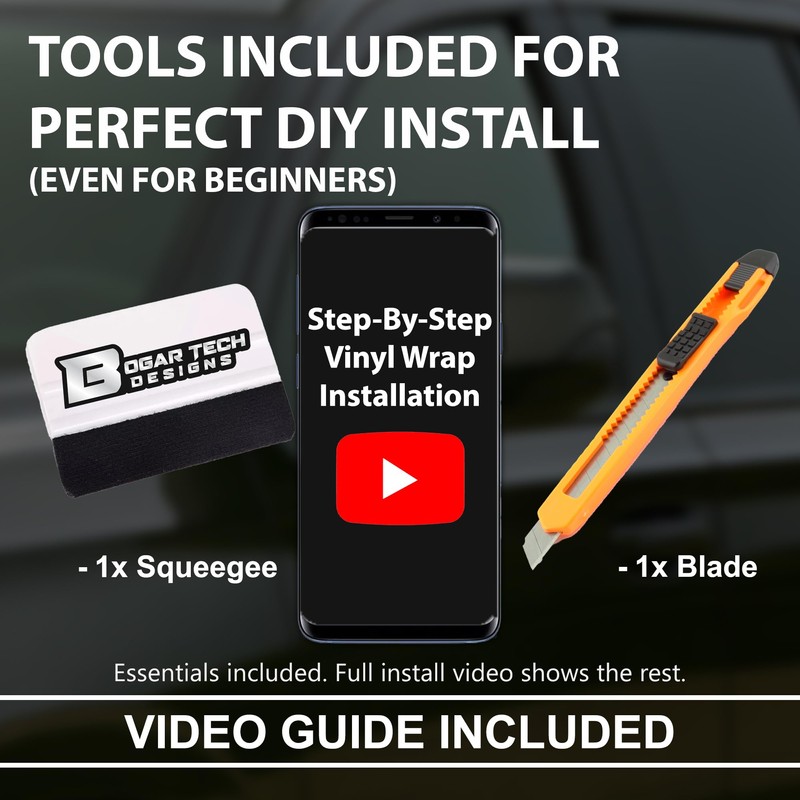 BOGAR TECH DESIGNS Front Chrome Delete Overlay Wrap Film Compatible