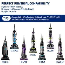 ZITFRI Vacuum Belt 4 Pack for Bissell Style 7/9/10 p/n 3031120#2031093#32074#3031123 PowerForce Helix Powerlifter CleanView Swivel Rewind Pet Vacuum Cleaner