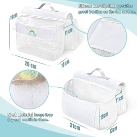 JiaoZoum 2 Compartments Bath Toy Organizer, Easy Access for Children, Wide Opening Bath Toy Holder for Drying Toys and Storage, Mesh Shower Toy Holder and Bath Tub Toy Storage Organizer for Tub.