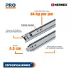 Hermex Corredera De Extensión Total 45mm, Para Cajón, 45cm 43273