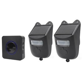 Long Range Solar Wireless Driveway Alarm Outdoor Motion Sensor Security Alarm System with 1 Receiver and 2 Detectors