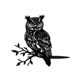 WADORN Owl on Branch Metal Yard Art Decor, Owl Bird Stainless Steel Outdoor Tree Silhouette Stake for Tree Yard Garden Patio Animal Outdoor Decor Gift for Housewarming Home Art Decor