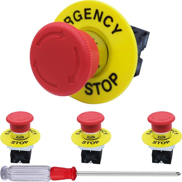 DAOKAI Emergency Stop Switch 1NC 1NO Red Sign AC 660V