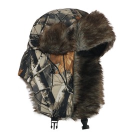Camo Trapper Hat Russian Ushanka Hat Men Women, Warm Winter Hat Windproof Trooper Hunting Ski Cap Ear Flap Cold Weather