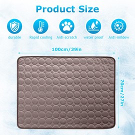 Kühlmatte für Hunde, Kühlkissen für Katzen, Kühlmatte für Haustiere, Hundematte Kühldecke, Hundebett Weiches Matten, Faltbar Reisedecke für Hunde, für Reise Camping Sommer -100 x 70cm (Kaffeefarbe)
